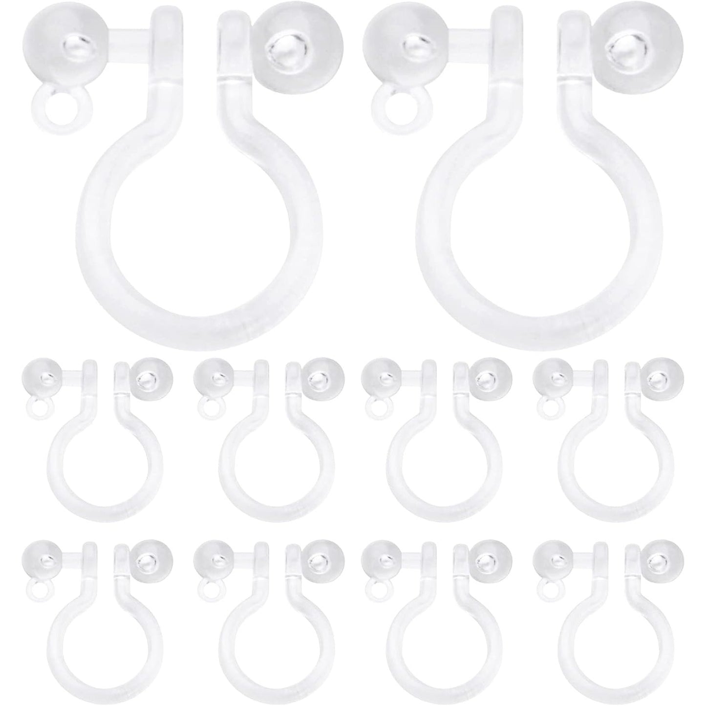 20pcs Clear Resin Invisible Clip-on Earring Converter Components Comfortable Earring Clips Replacements with 1 mm Loop Hole for Women Men Non-Pierced Ears, 10 mm x 11 mm