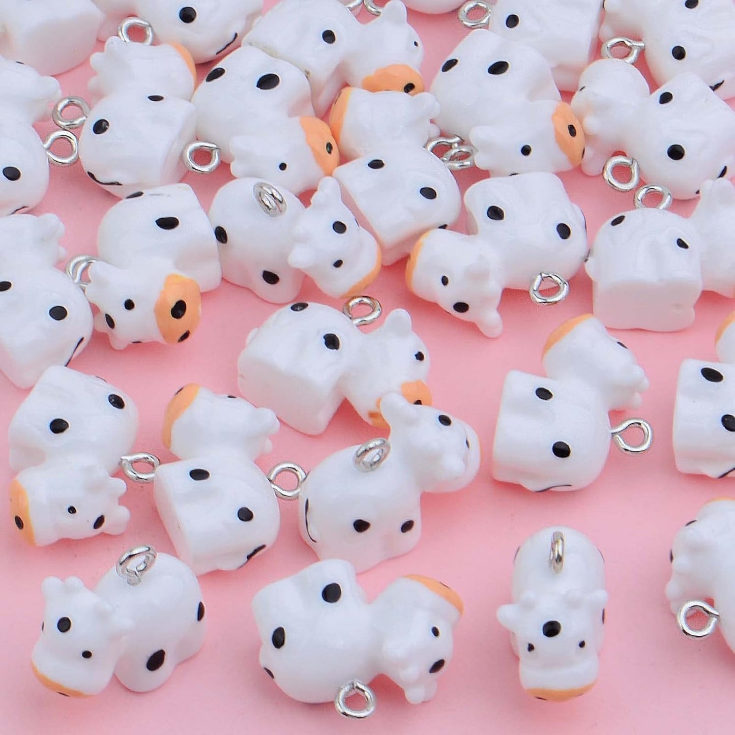 30 Pieces Resin Cow Charms Cute Cattle Pendants Small Animal Dangle Charms with a Box Craft Supplies for DIY Necklace Bracelet Earrings Jewelry Making Decor, White