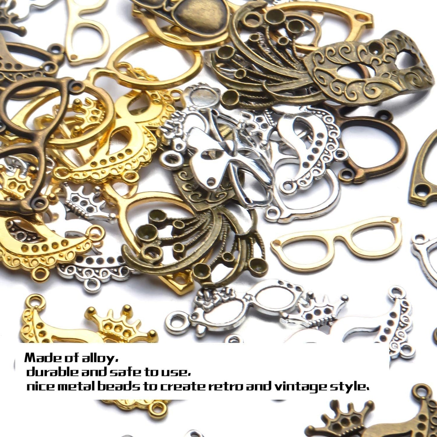 Mask Pendant Jewelry, 100g(About 25-50pcs) Women Face Masks Pendant Charms Alloy Antique Mask Eyeglasses Charms Accessory for Halloween Parties Ball Dance Cosplay Jewelry DIY