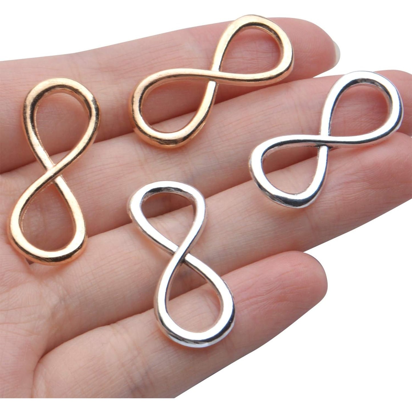 Infinity Connector Charms,50pcs Infinity Symbol Connectors Alloy Infinity Link Charms Silver and Golden Jewelry Accessories for DIY Necklace Bracelet,32x13mm