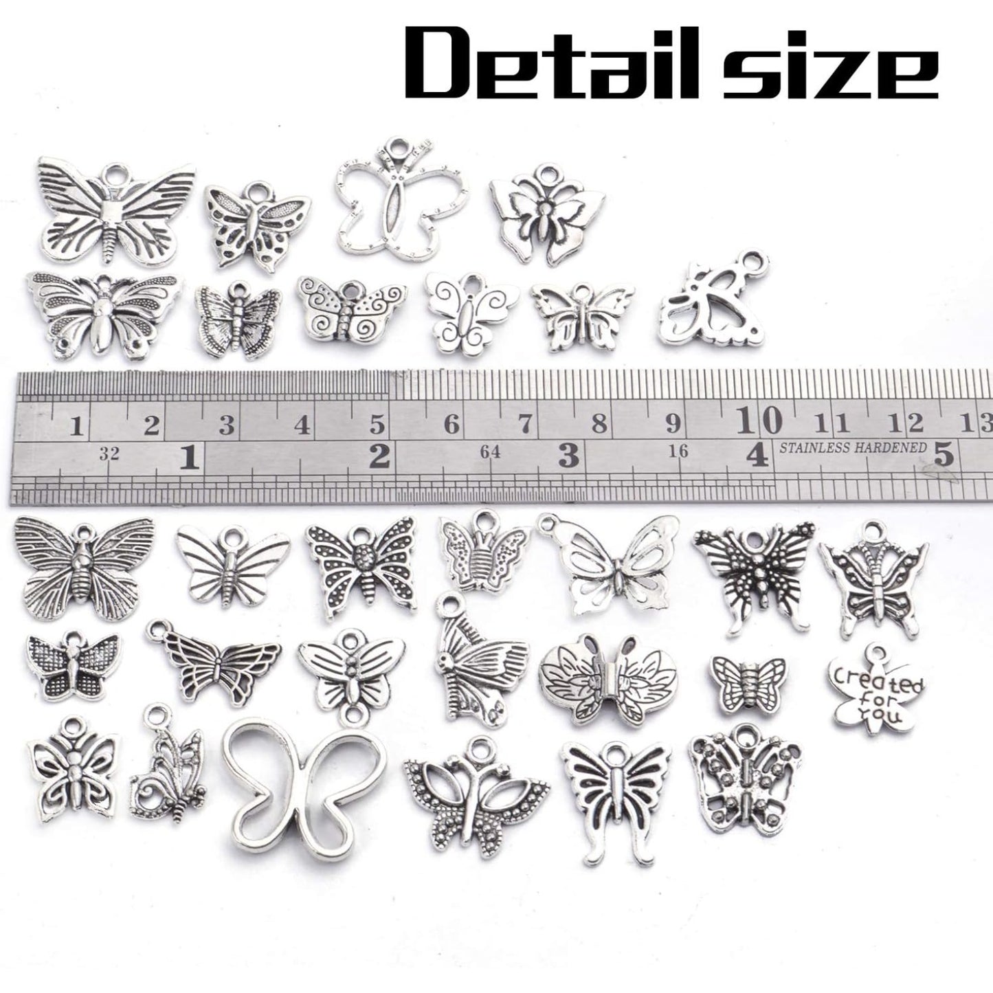 60pcs Silver Butterfly Charms Tibetan Butterfly Shape Alloy Pendants Insect Charms for DIY Necklace Bracelet Earrings Jewelry Making