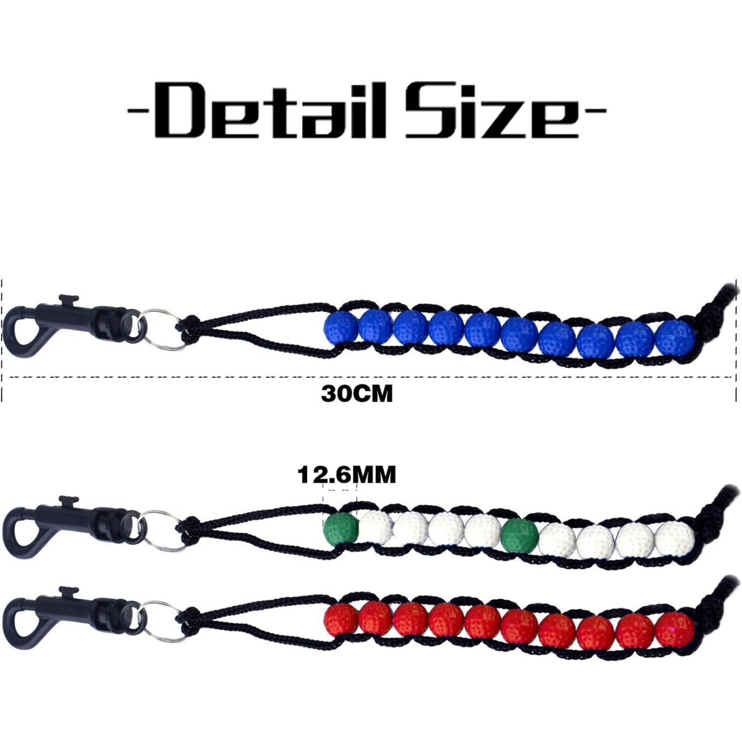 3 Pcs Golf Beads Count Stroke Score Counter Stroke Score Count with Clip