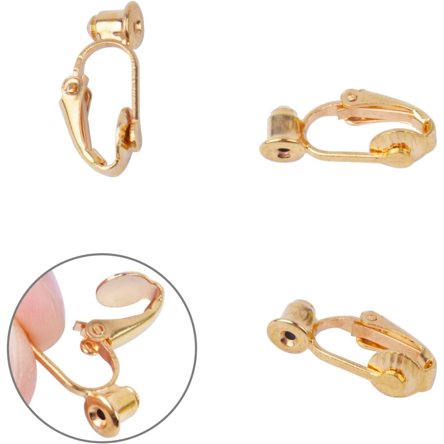 20 Pieces Earring Clip Backs Clip-on Earring Converter Components Findings with Post for None Pierced Ears, Silver and Gold