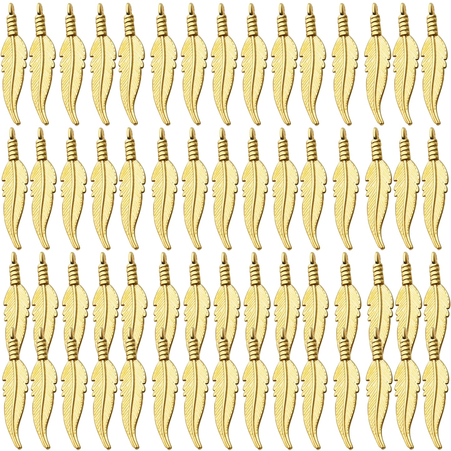 60pcs Craft Supplies Feather Charms Pendants Tibetan Alloy Leaf Charms for DIY Earring Necklace Jewelry Making Accessory,6 Colors