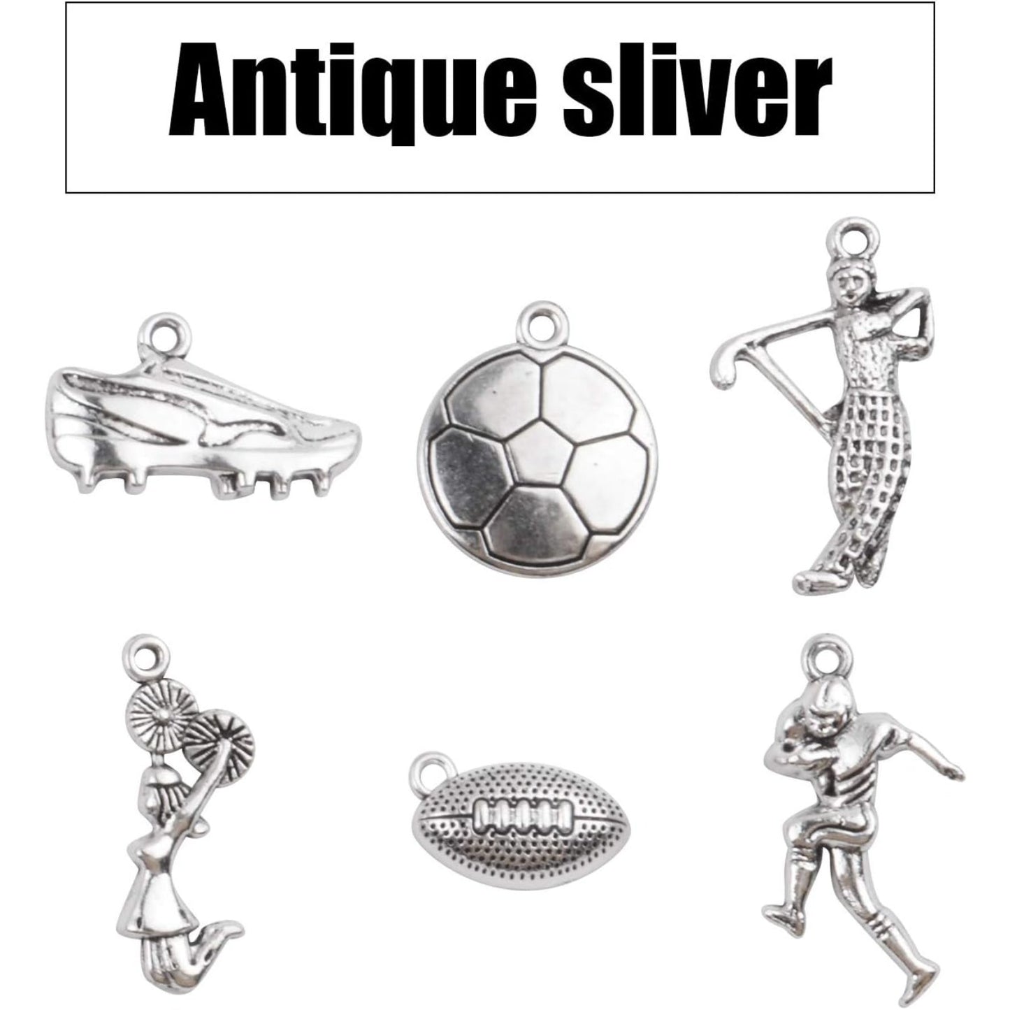 Ball Sports Charms, 40pcs Mixed Alloy Sport Theme Baseball Football Bat Glove Craft Charms Pendants Jewelry Findings for DIY Necklace Earrings Bracelet