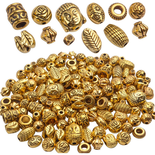 100g (About 130-180pcs) Antique Gold Small Beads Jewelry Bead Charm Spacers for Jewelry Making Bracelets Necklace