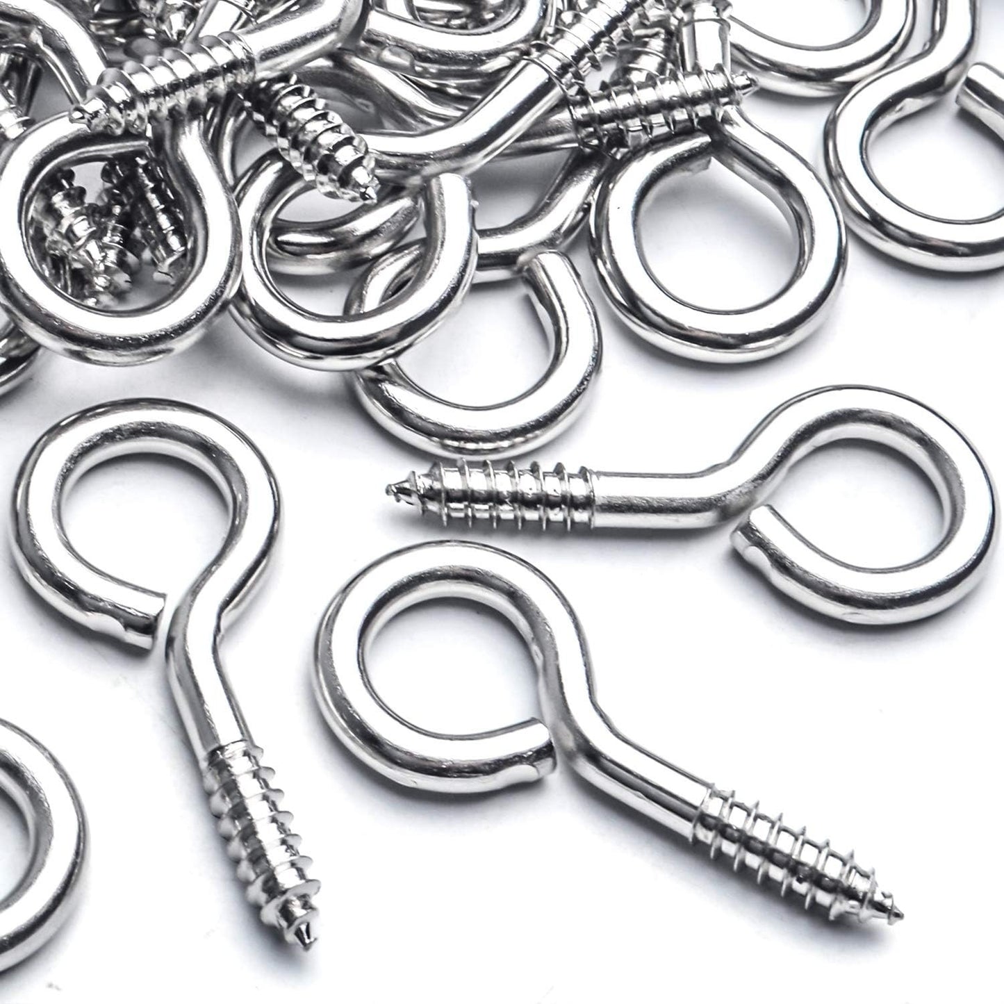 Eye Hooks Screws, 50pcs Metal Screw in Eyes Eye Pin Screws Lighting Ceiling Hooks Screw Hooks Kit for Home Office Outdoor DIY Art Crafts Projects Jewelry Making, 45x40mm