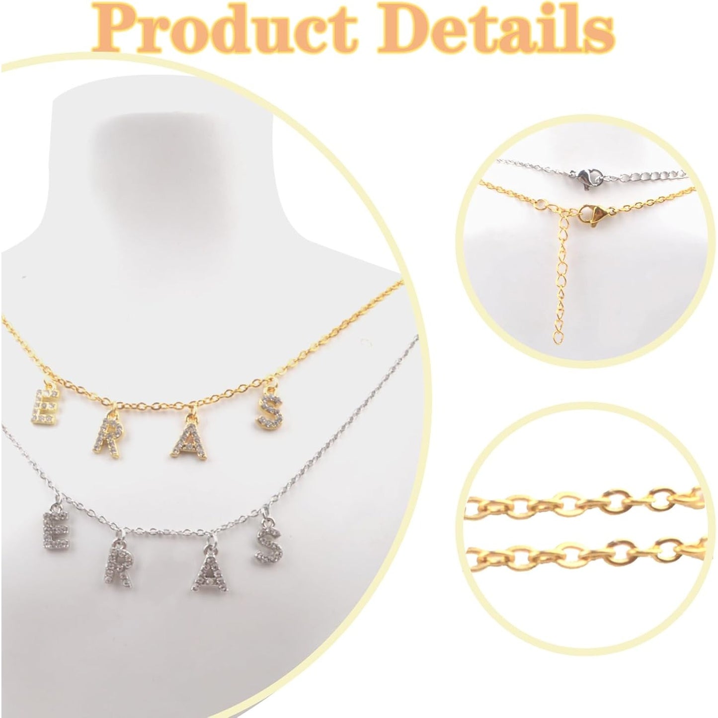 2 Sets ERAS Alphabet Necklaces Album Gift Song Inspired Necklace Charms Initial Letter Choker Pendant Necklace Concert Outfit Jewelry for Women Teens Fans Music Lovers Gifts