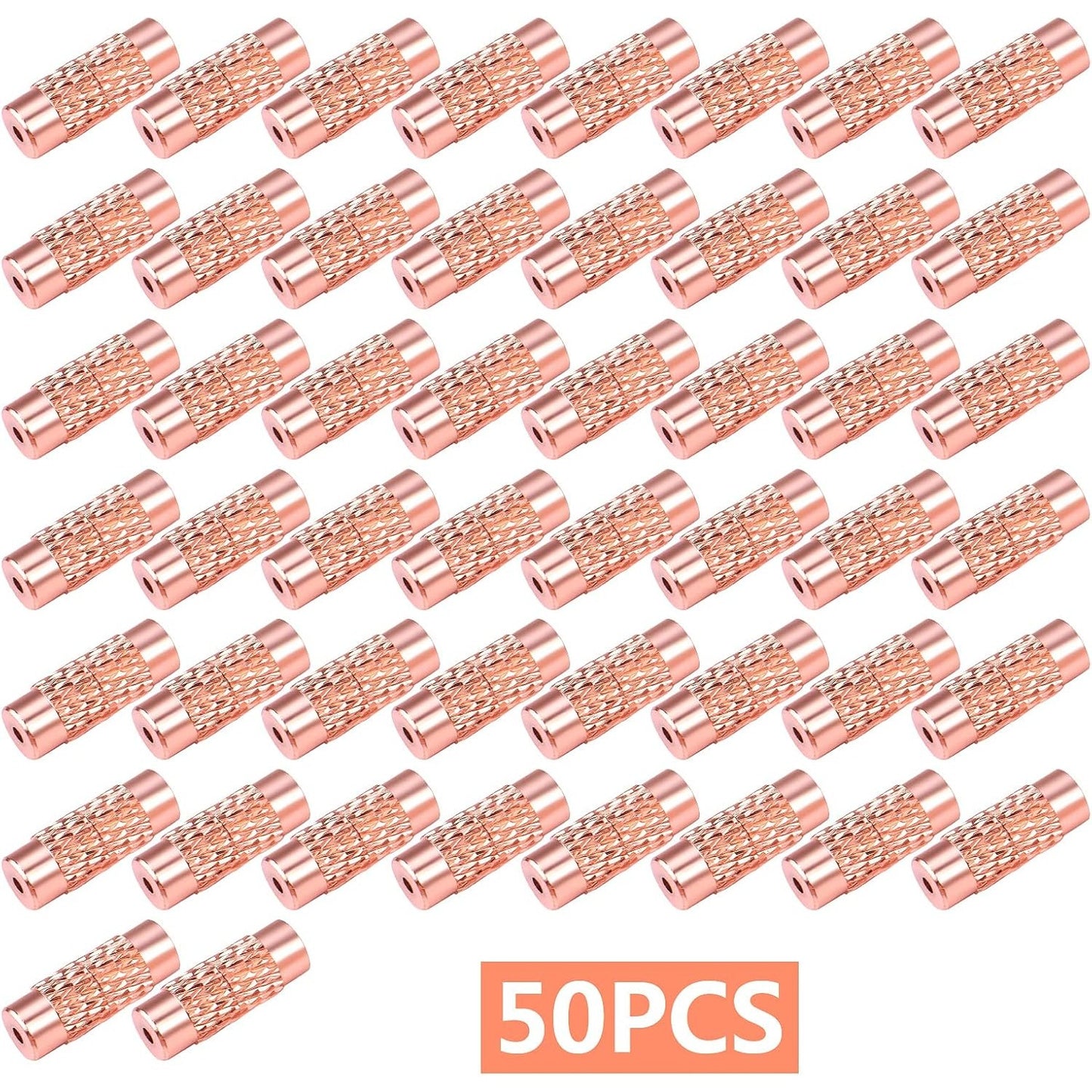 50pcs Brass Screw Twist Clasps Tube Fastener Cord End Caps for DIY Bracelet Necklace Craft Keychains Jewelry Making Handmade Decoration, Rose Golden, 11.3 mm x 4.2 mm