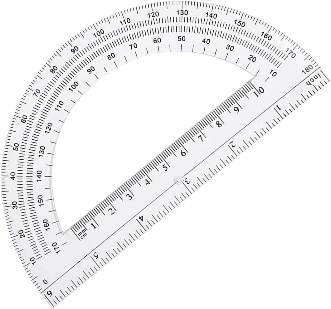HENDEVL 2 Pcs Plastic Protractor Clear 180 Degrees Transparent Protractor for Geometry, 4 Inch and 6 Inch