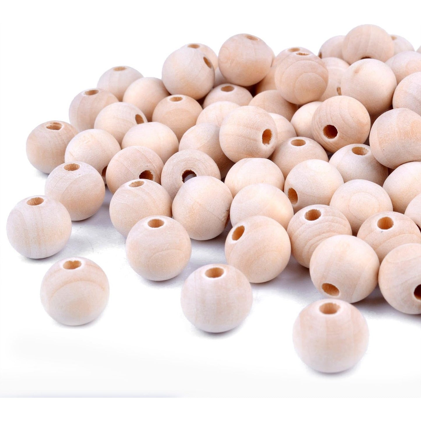 BronaGrand 200pcs 12mm Natural Color Round Ball Wood Spacer Beads Jewelry Findings Charms