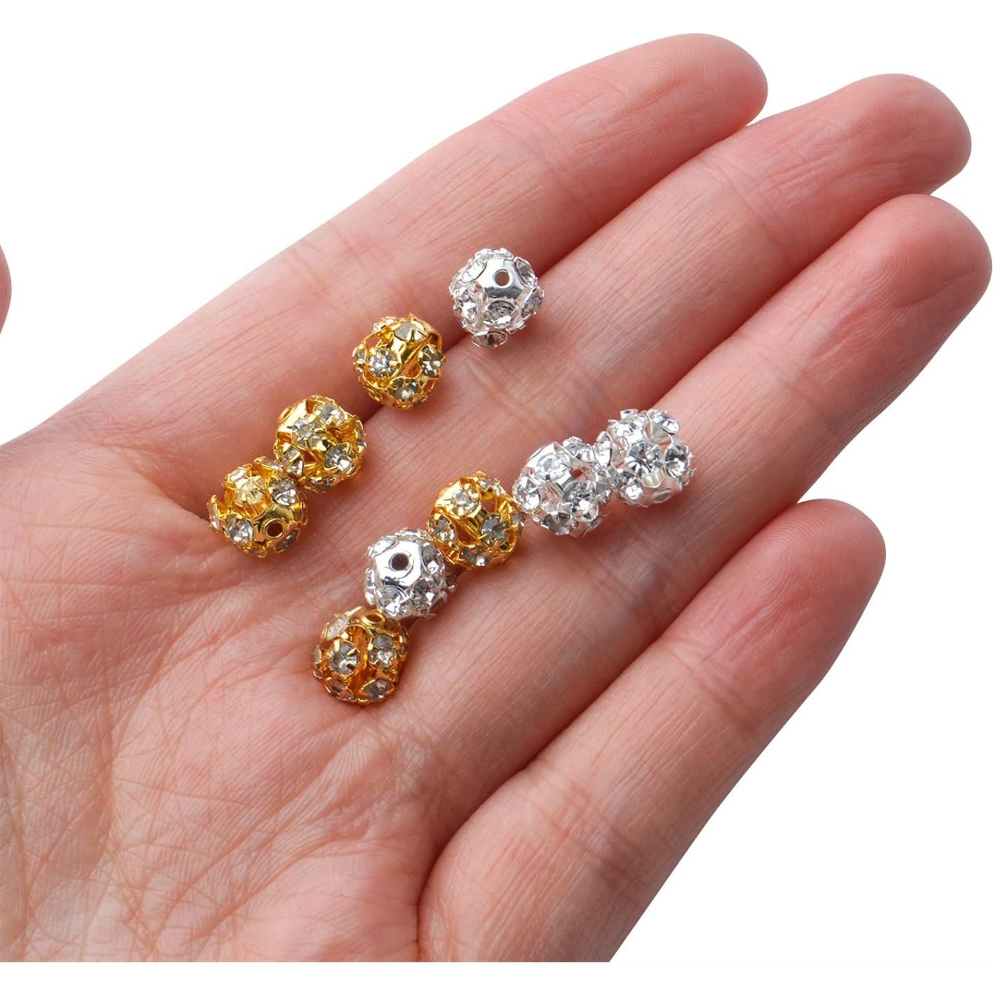 60pcs 8mm Crystal Bead Rhinestone Ball Spacer Beads Round Loose Beads Jewelry Beads Spacers for DIY Jewelry Crafts Making