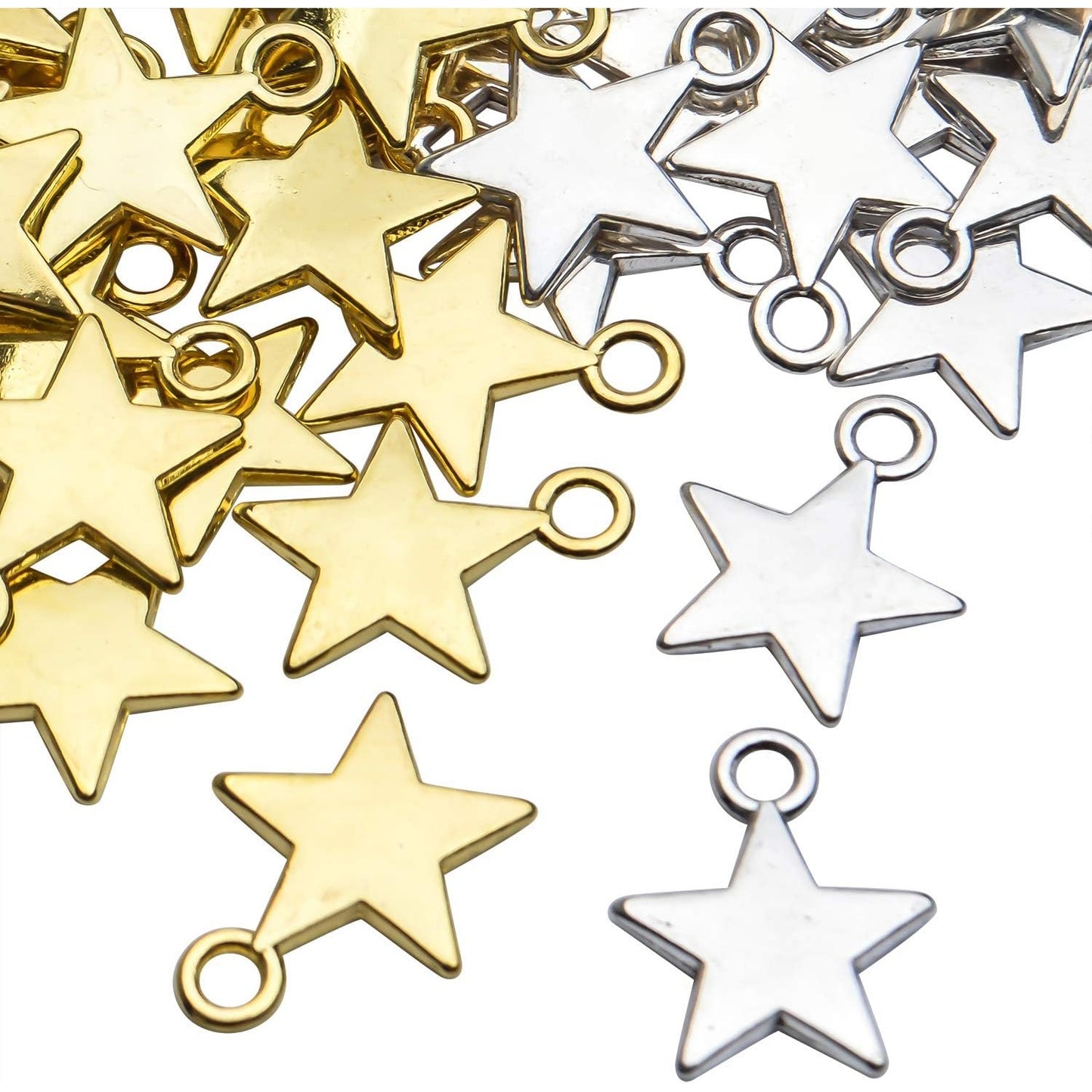 Star Pendant Charms, 100pcs 13x10mm Star Shape, Antique Golden & Silver Plated, Pentagram Charms for DIY Bracelet, Necklace, Earring Jewelry Making