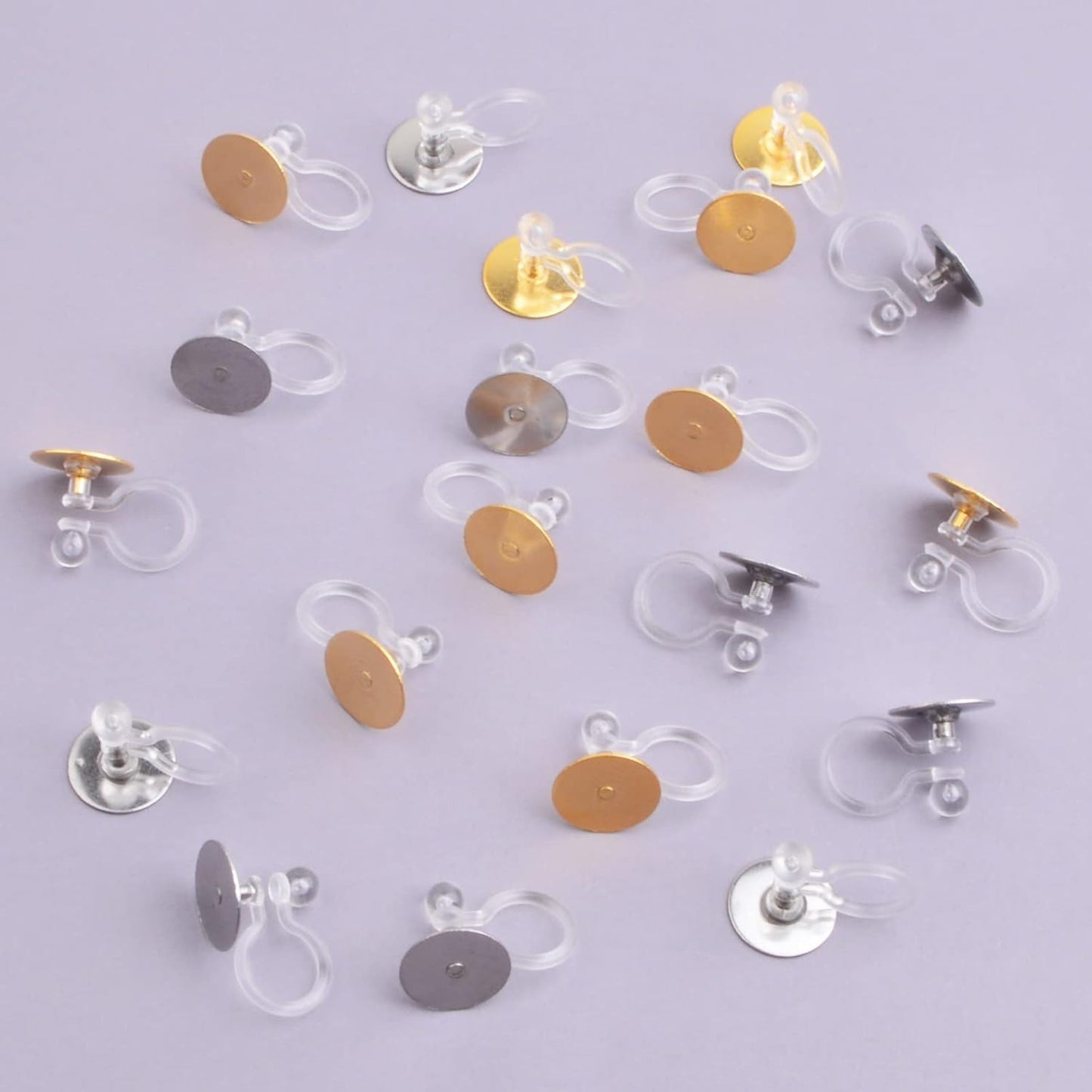 20pcs 2 Colors Invisible Clip-on Earring Converters Allergy-Free Brass U Shaped Adhesive Resin Earring Clips Components for Non-Pierced Ears DIY Jewelry Making Findings