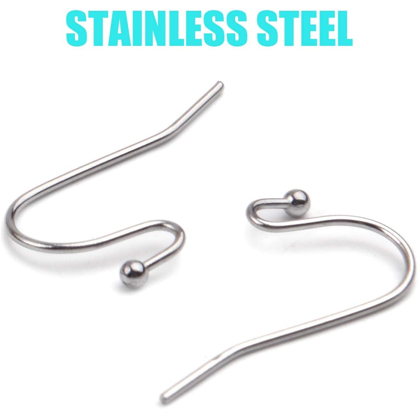 Earring Findings Bulk,200 Pieces French Earring Hooks Ball End Earwires with 200 Pieces Rubber Earring Stoppers for Dangling Earring Making,Golden and Silver