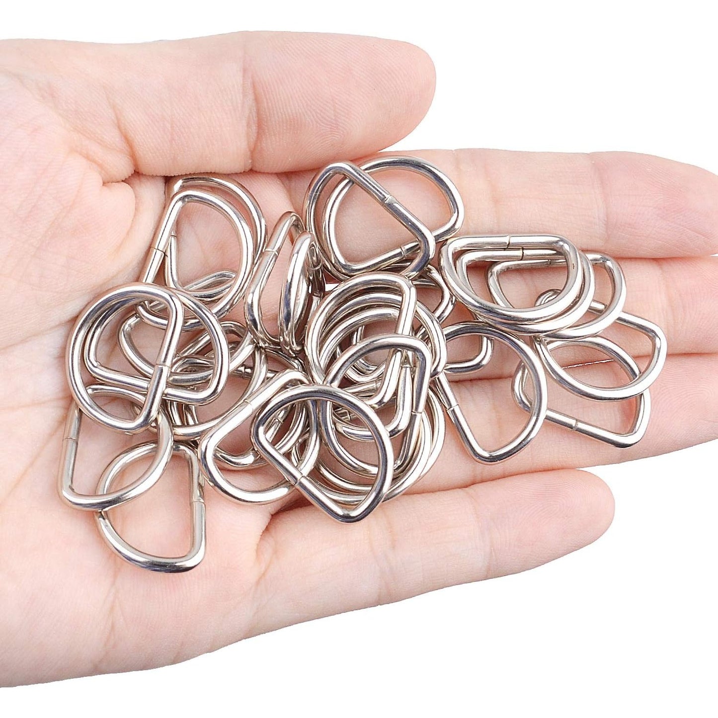 100pcs 3/5 inch Metal D Ring Buckles D-Ring Loop for Handbag Purse Clothes DIY Accessories