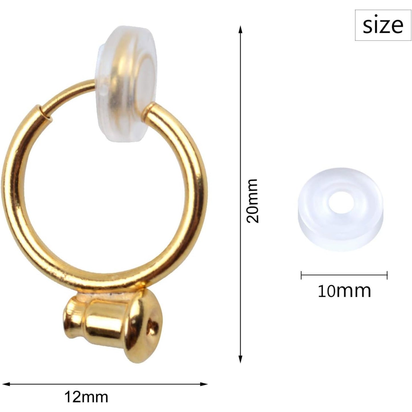 12 Pieces Clip-on Earring Converter Components with Post and 12 Pieces Silicone Earring Pads for None Pierced Ears, 2 Colors