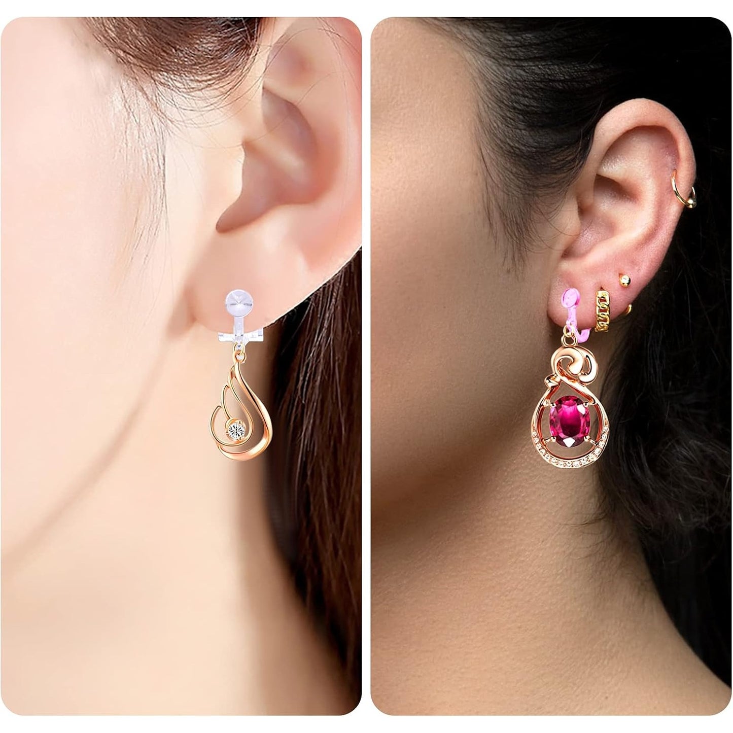 20pcs Triangle Shape Clip-on Earring Converters Plastic Non Pierced Ears Stud Earrings Components with Loop for DIY Earrings Design Jewelry Making, 2 Colors, 13.5 mm x 12.5 mm