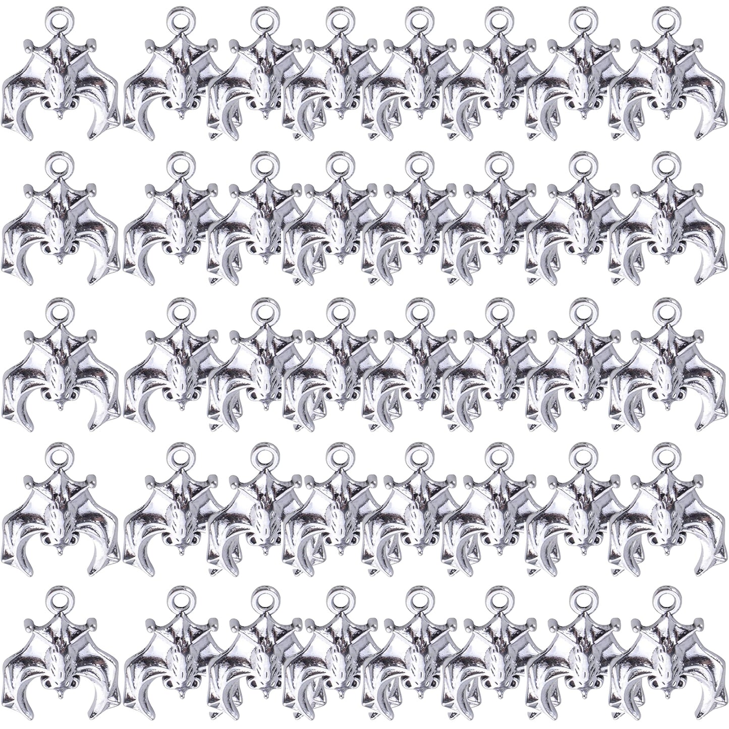 40pcs Alloy Bat Charms Halloween Spooky Flittermouse Flying Vampire Bat Pendants Charms Animal Charms Craft Supplies for Jewelry Making DIY Bracelet Necklace