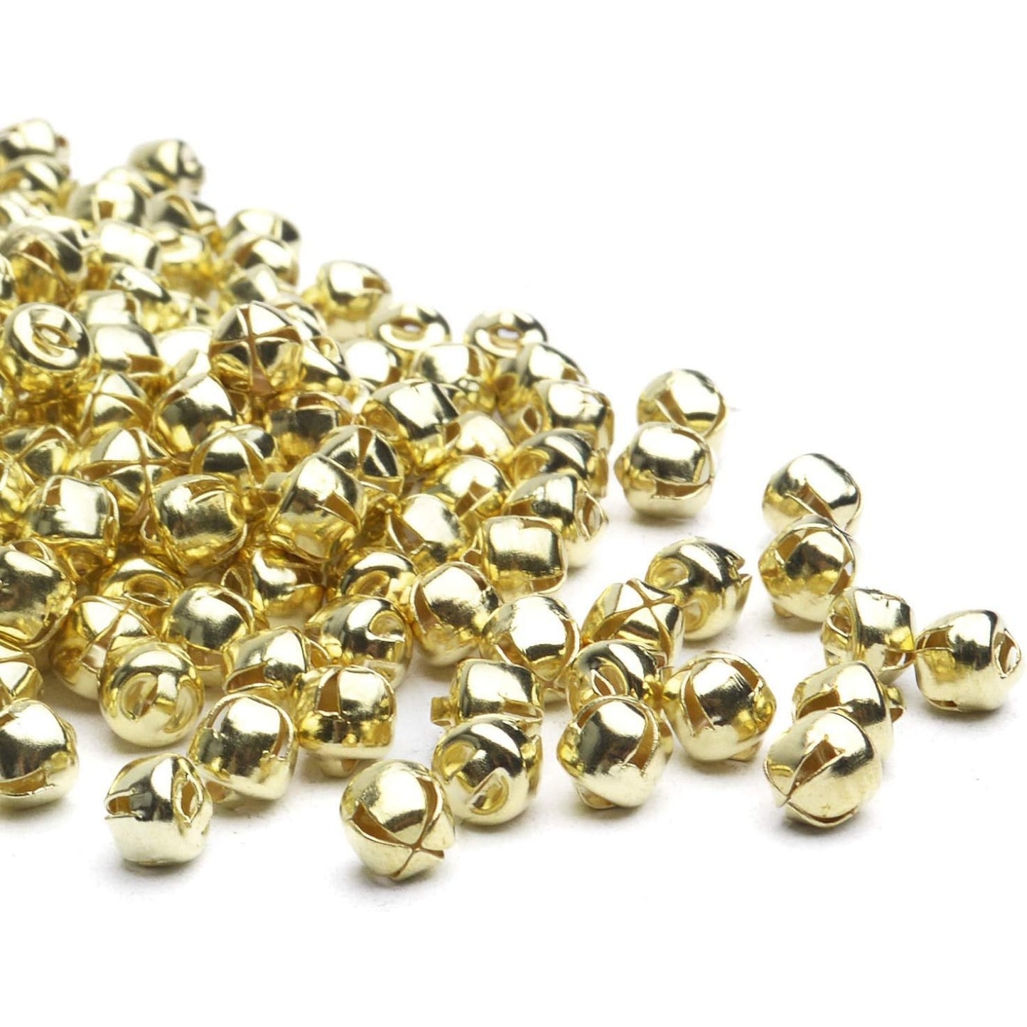 BronaGrand 300pcs Jingle Bells,6mm Craft Bells Bulk DIY Bells for Christmas Festival Decoration Home Decoration,Gold