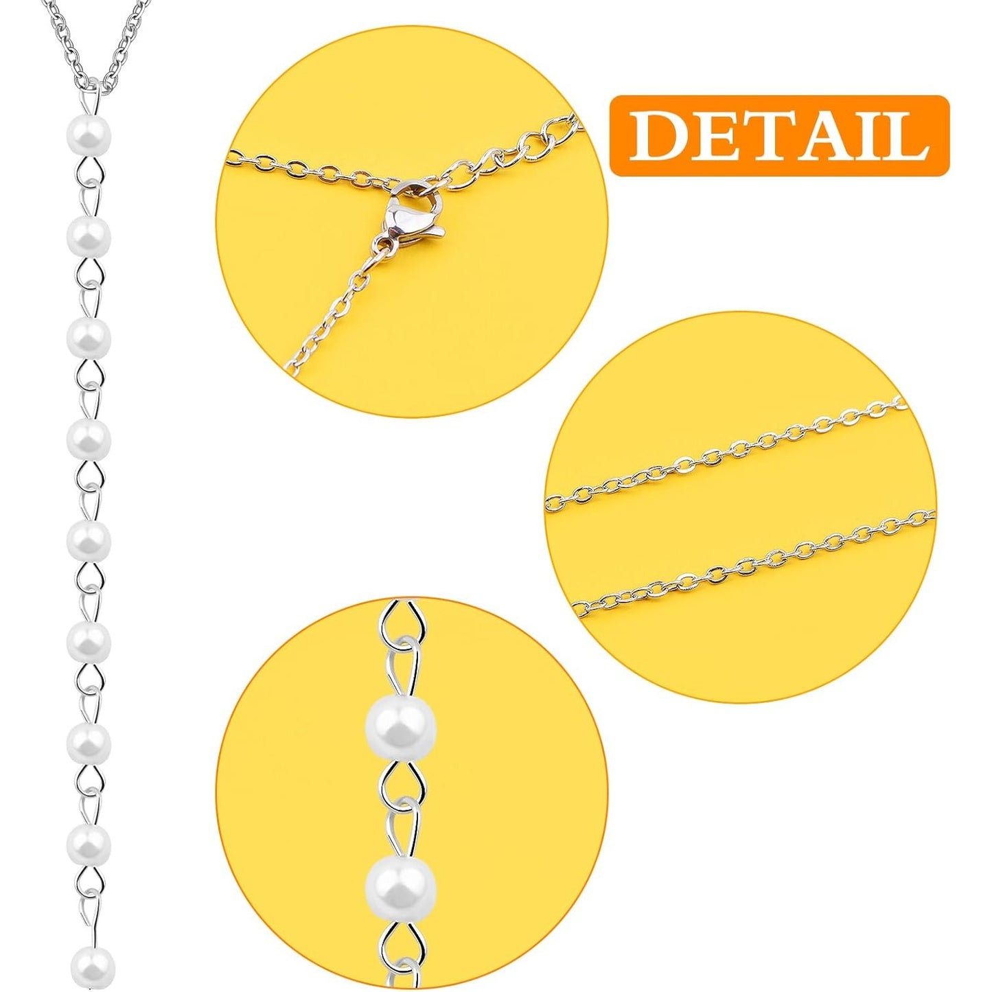 1pcs Stainless Steel Pearls Pendant Necklace and 1 Pair Long Tassel Pearl Dangle Earring Studs Jewelry Set for Women Brides Bridesmaids Birthday Wedding Gifts