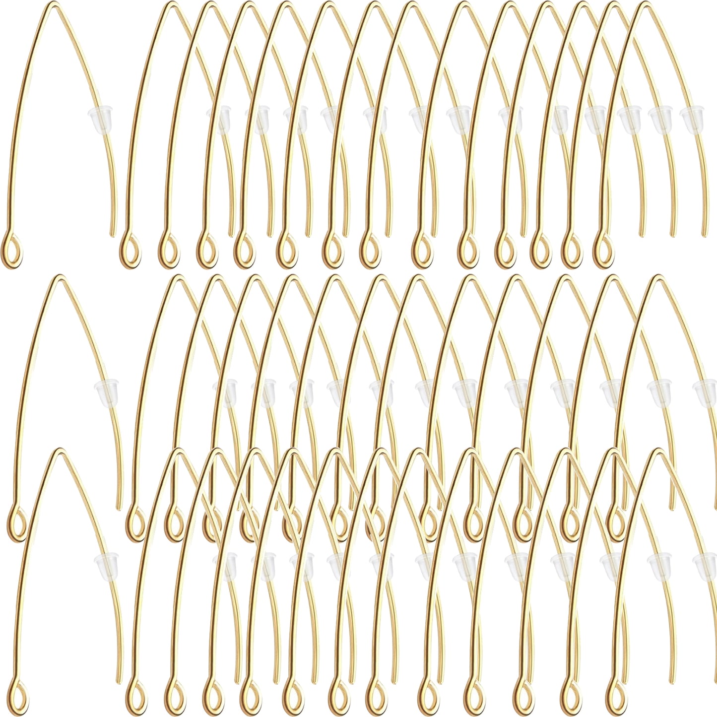 40pcs Stainless Steel V-shape Earring Hooks & 40pcs Clear Silicone Bullet Earring Backs, DIY Jewelry Making Kit, 2 Colors (Golden, Steel), 2 Sizes