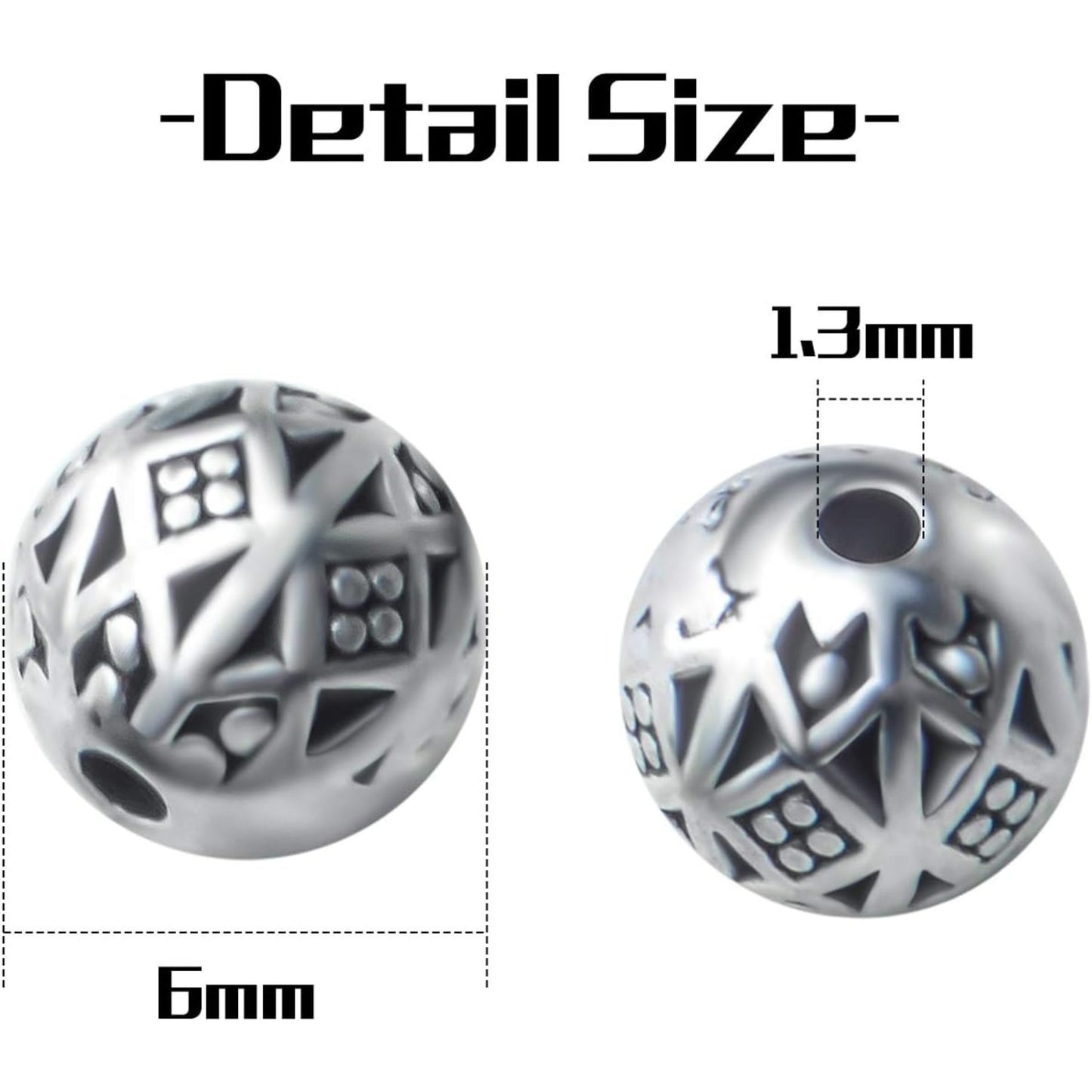 100pcs Antique Silver Tibetan Bead Spacers Alloy Rondelle Ball Spacers Loose Beads Jewelry Round Beads for DIY Crafts Supplies Jewelry Making,6MM