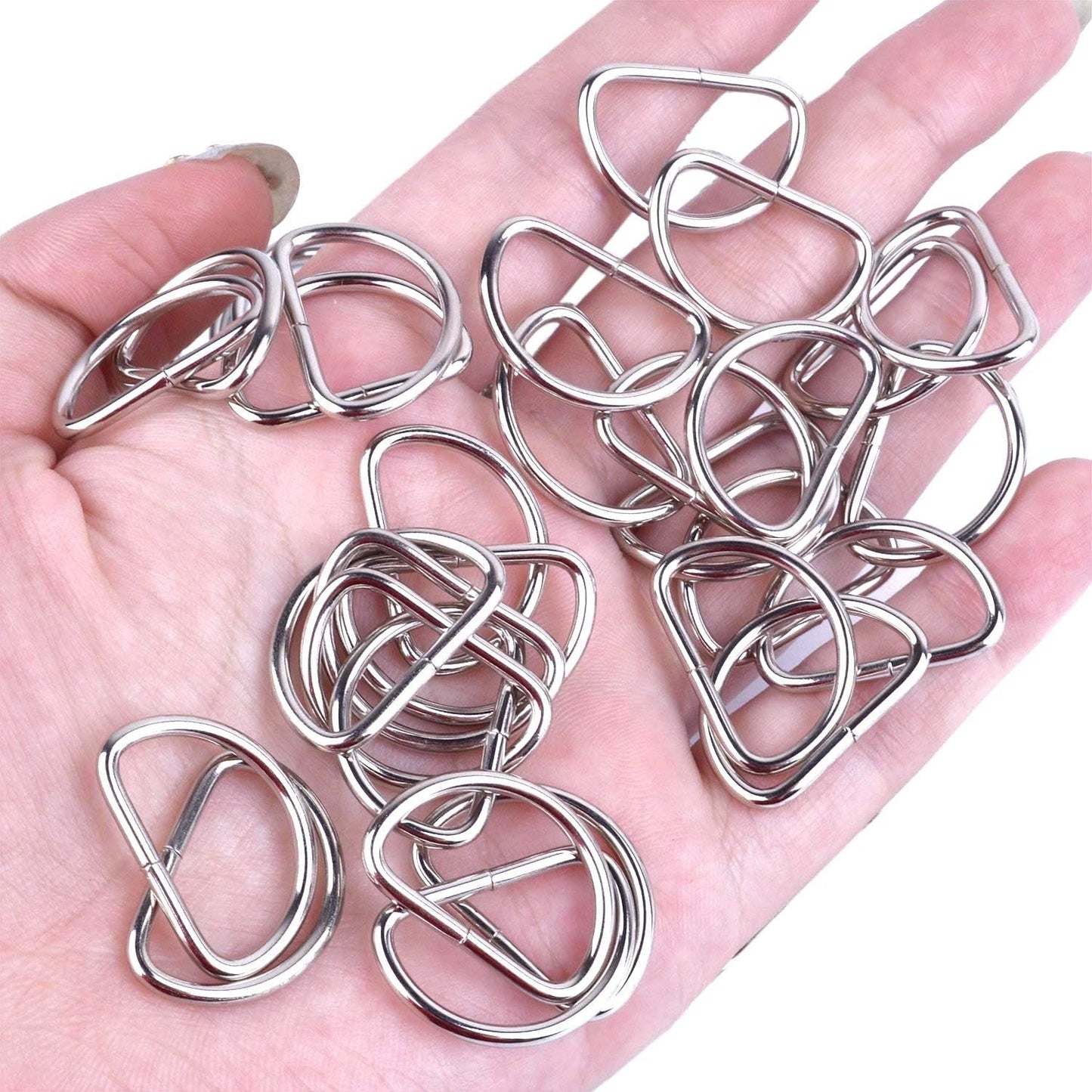 BronaGrand Pack of 100 Metal Nickel Plated D Ring (3/4 inch)