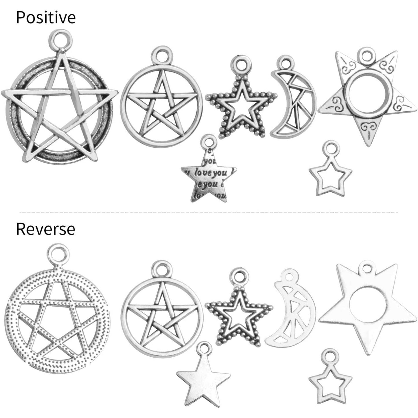 100g (80-150pcs) Mixed Moon Star Charms Antique Alloy Celestial Charms Pendants for Bracelets Necklaces Crafts