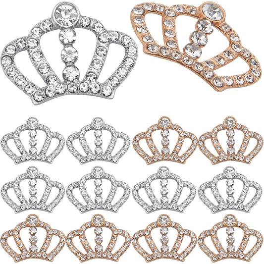 20pcs Rhinestone Crown Charms Alloy Queen Crown Diamond Embellishment Pendants Hair Accessories for DIY Bracelet Jewelry Making Wedding Decoration, Golden and Silver
