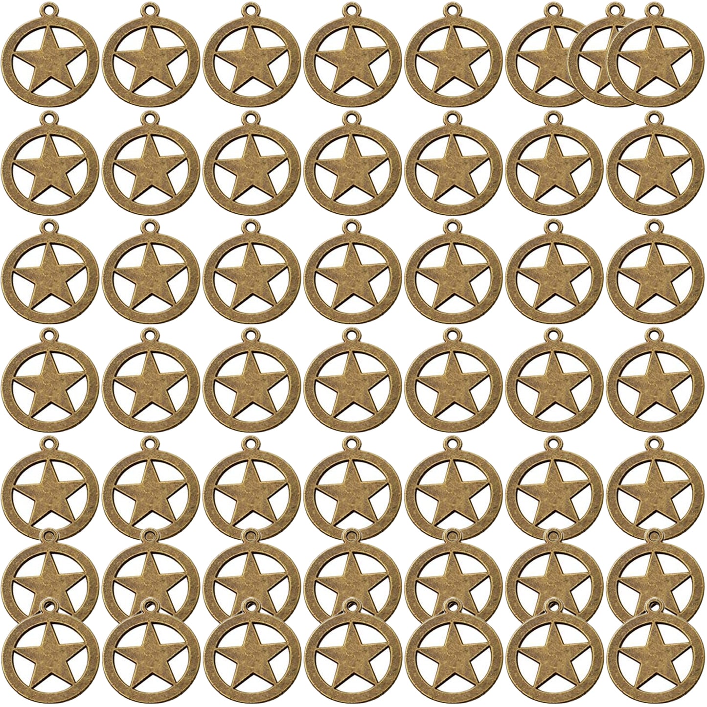 50pcs Pentagram Charms Alloy Round Star Charms Pentacle Charm Pendants for DIY Jewelry Necklace Bracelet Crafts Making,Antique Bronze,Antique Silver