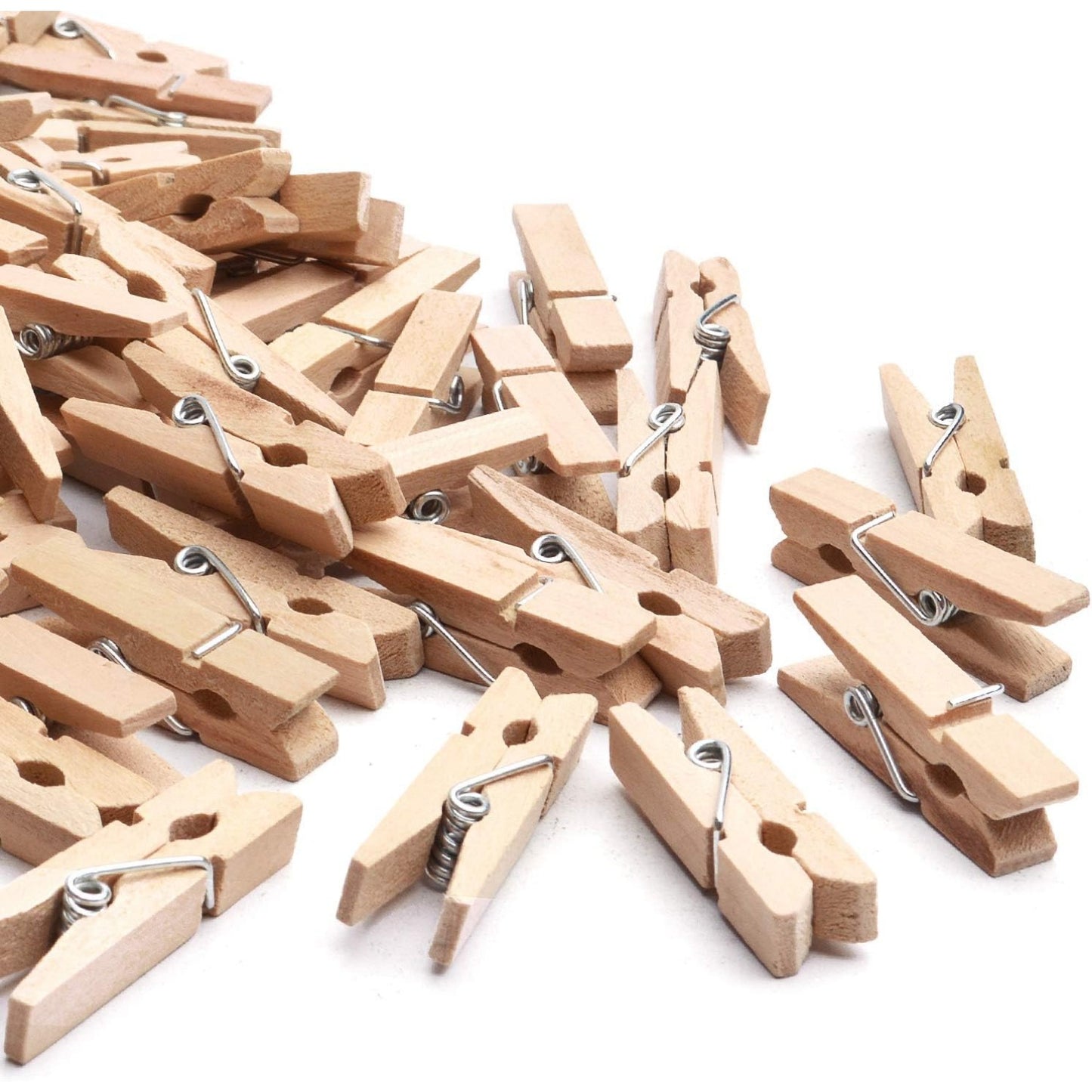 BronaGrand 100pcs Mini Wooden Utility Paper Clip,Clothespins Clip,Photo Clips