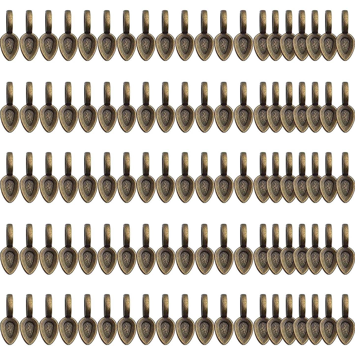 100pcs Oval Glue on Bail Pendants Small Spoon Earring Pendants Jewelry Glue on Bail Earring Charms for Jewelry Making DIY Crafting,21×8mm