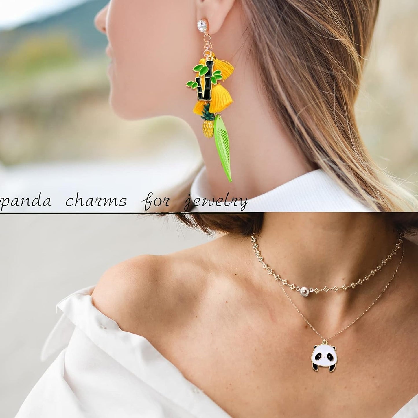 18pcs 6 Styles Enamel Panda Bamboo Charms Cute Animal Dangle Pendants Charm Jewelry Making Accessories for DIY Earrings Necklace Bracelet