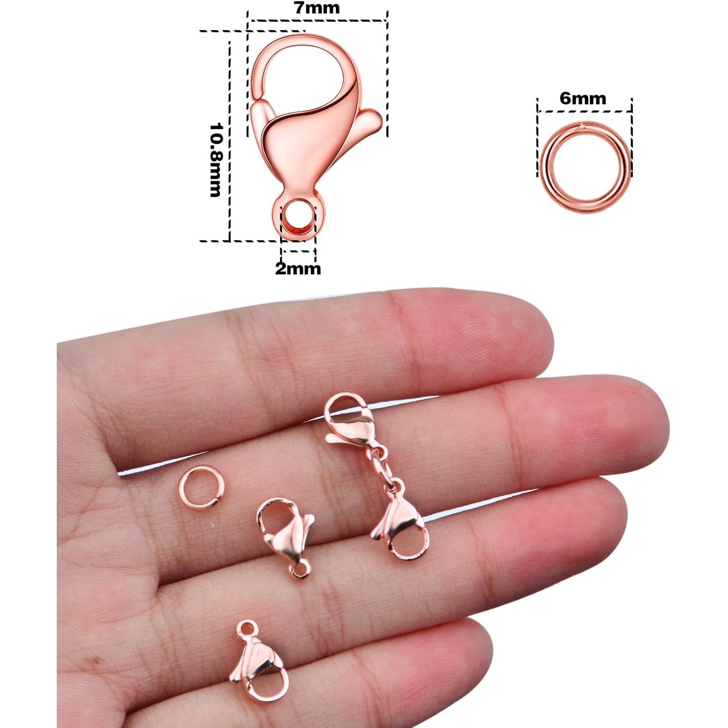10 Sets Double Lobster Clasp Extender Stainless Steel Lobster Clasp Claw Connectors Bracelet Extension Clasps for DIY Crafts Necklace Jewelry Making Handmade Decoration