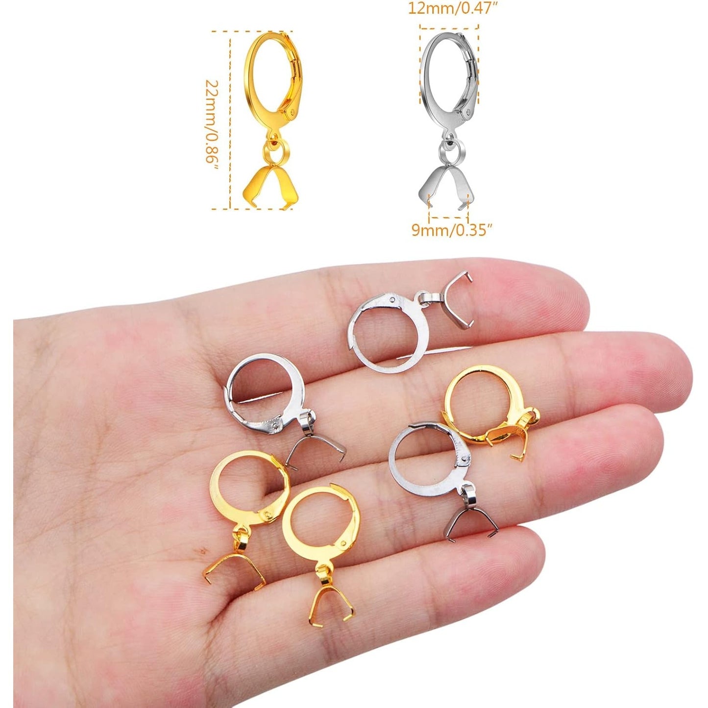 20pcs Stainless Steel French Earring Hooks Hypoallergenic Leverback Ear Wire Round Earring Hooks with Pendant Clasps for DIY Earring Jewelry Making Supplies, 2 Colors