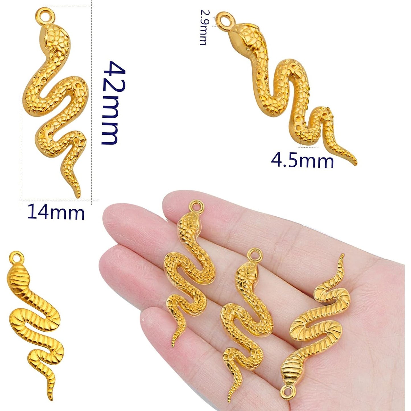 32pcs Snake Charms - Alloy Cobra Pendant for Bracelets Necklaces DIY Jewelry Craft Making Supplies, 4 Colors