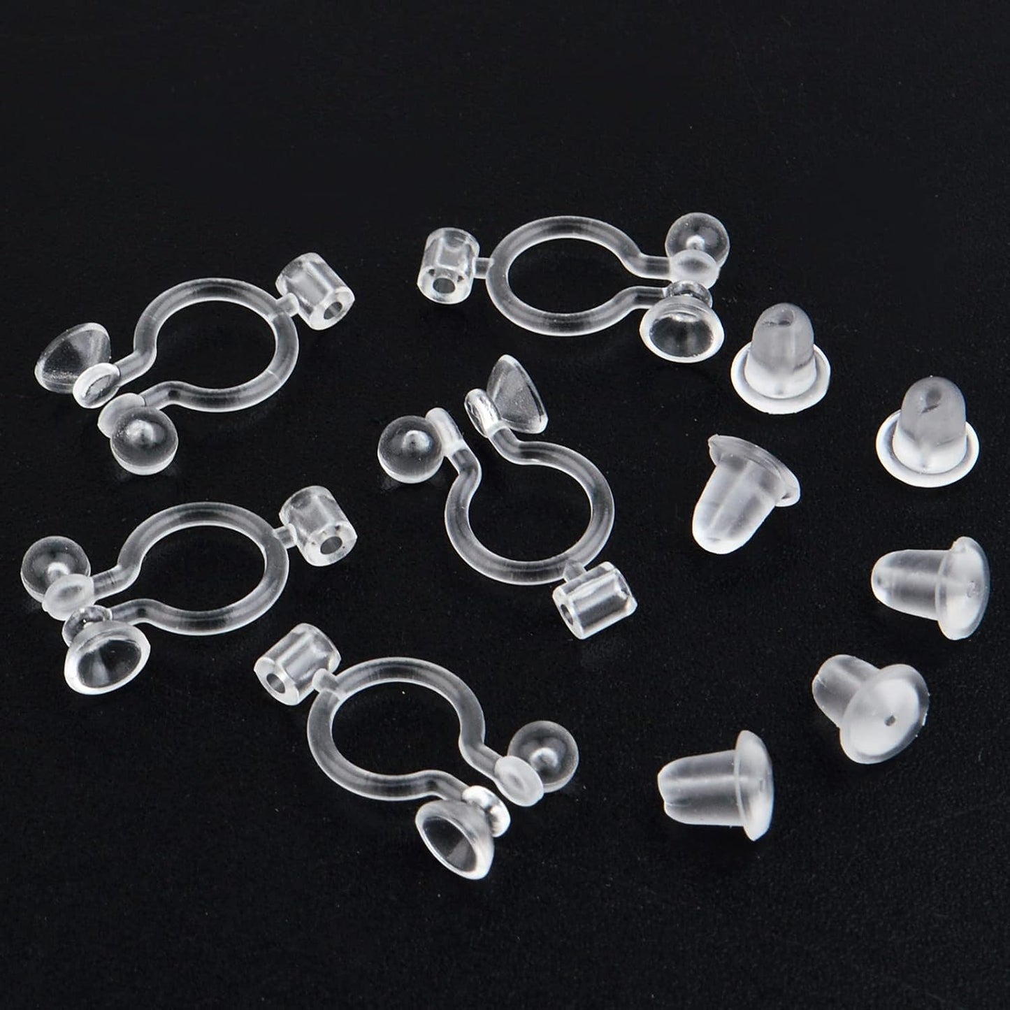 50pcs Resin Invisible Clip-on Earring Converters Components Clear Plastic Earring Clips Fit 3 mm Rhinestone with Bullet Earring Backs for Non-Pierced Ears DIY Jewelry Making
