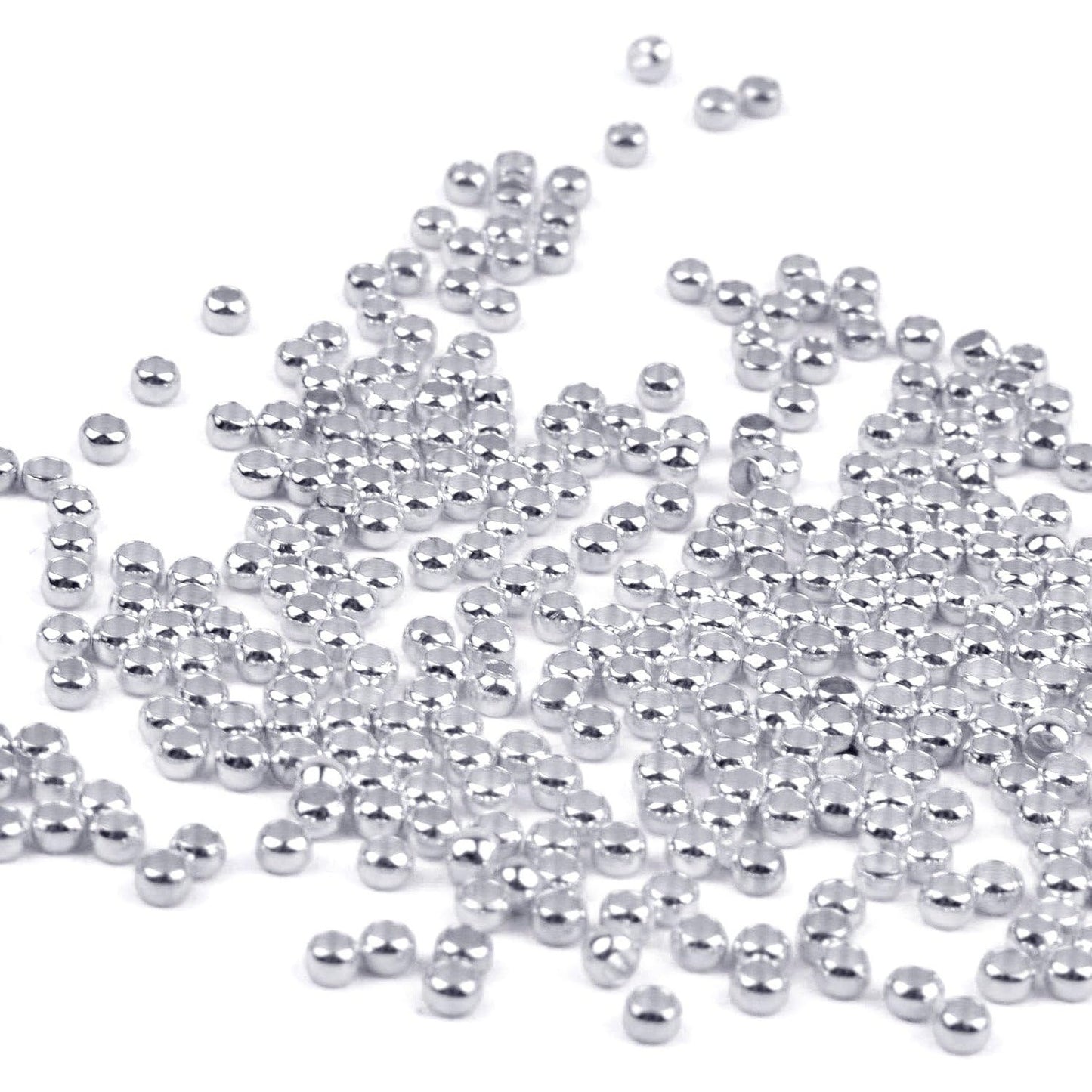 Pack of 1000 Tiny Metal Crimp Spacer Stopper Beads 2mm for Jewelry Making (Silver)