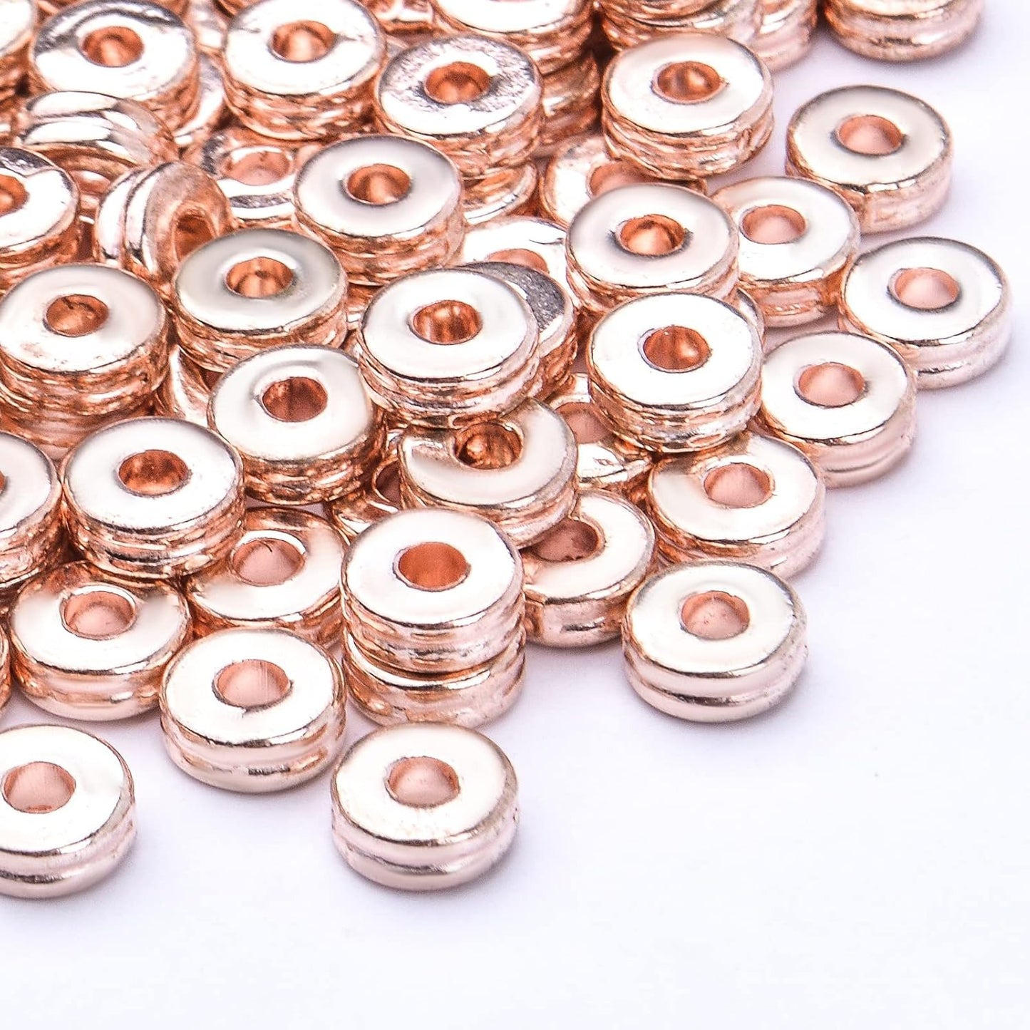 Metal Spacer Beads,200pcs Flat Round Disc Rondelle Spacer Beads Metal Rondelle Beads Spacers for Jewelry Making(6mm) - Silver and Golden