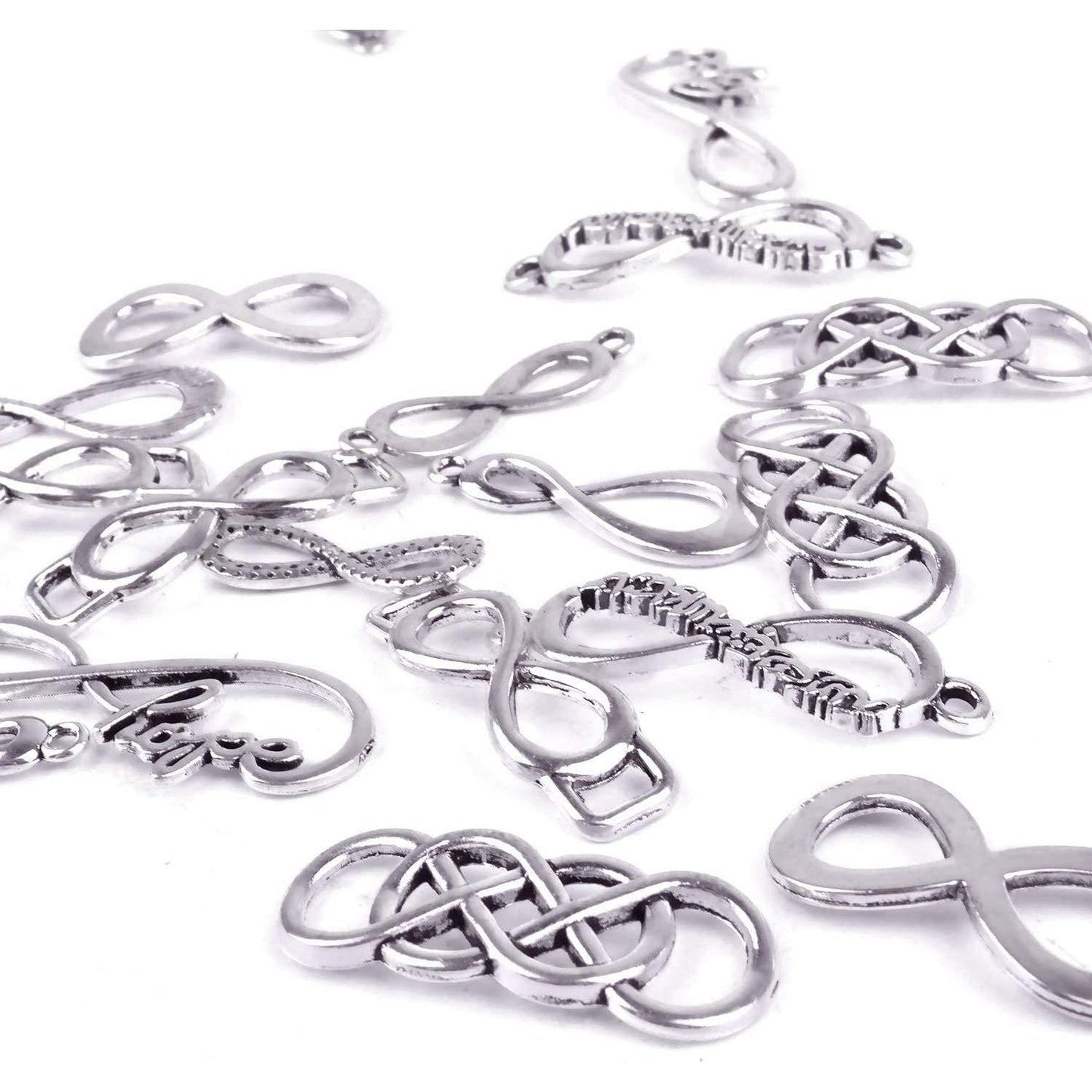50pcs Mixed Infinity Symbol Charms Pendants for Crafting, Jewelry Findings Making Accessory for DIY Necklace Bracelet