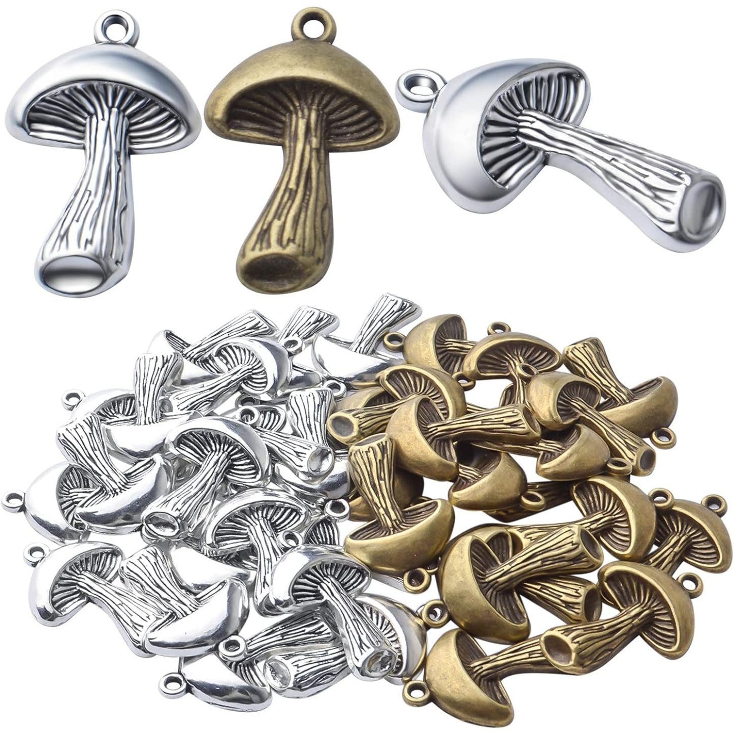 40pcs Mushroom Charms Pendants Alloy Mushroom Beads Charms for Crafting Jewelry DIY Necklace Bracelet Findings Making Accessory,29mm×18.2mm