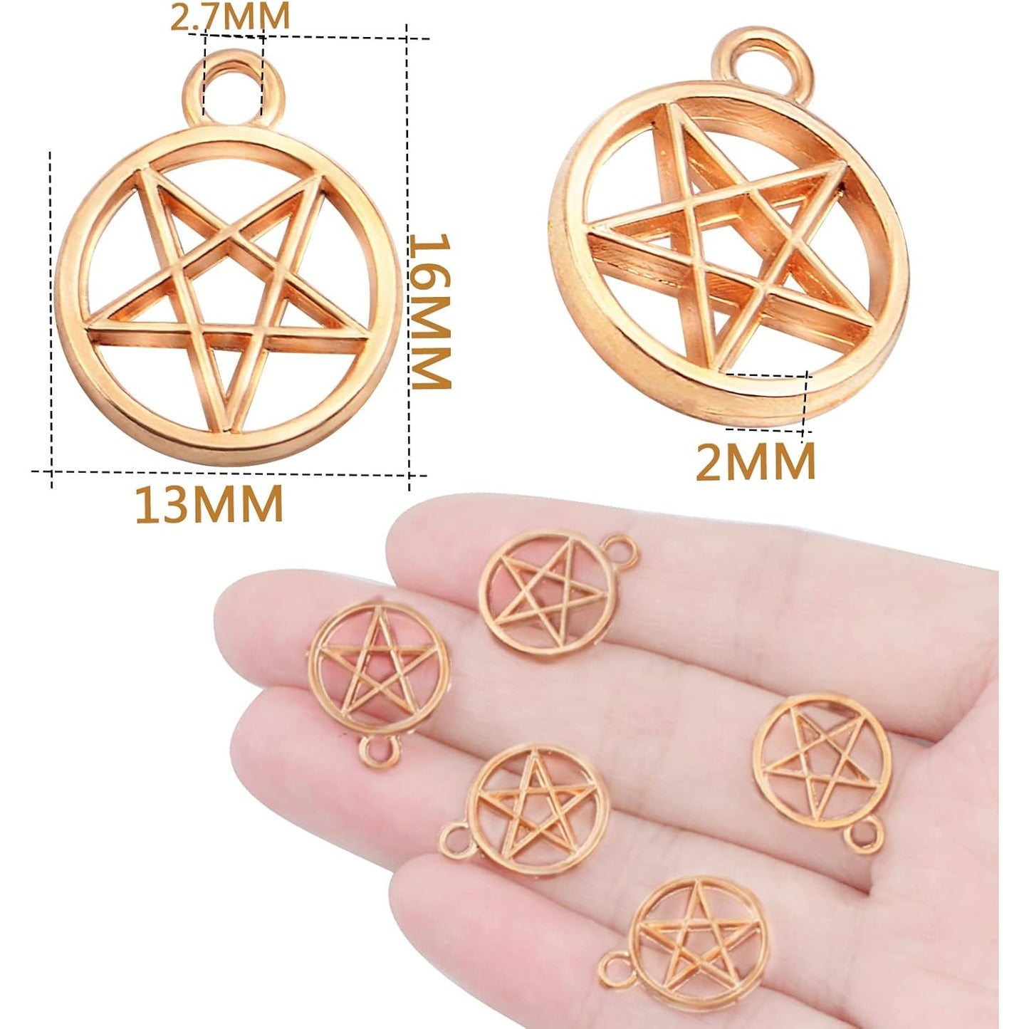 50pcs Silver Pentacle Star Charms Alloy Star Pentagram Pendants Protection Lucky Pentacle Charms Jewelry Making Accessory for DIY Crafts Necklaces Bracelets Earrings