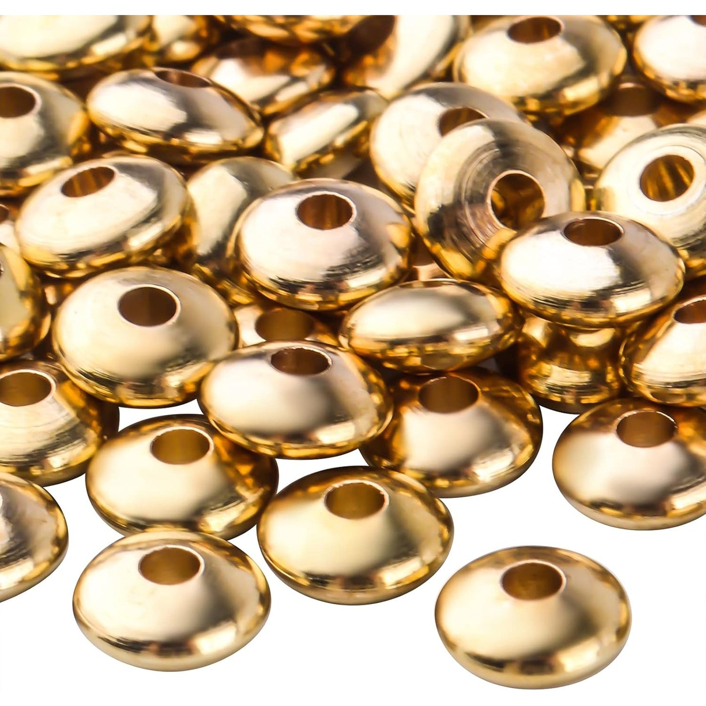 200pcs Gold Flat Round Spacers Beads Brass Abacus Beads Rondelle Bead Spacers Loose Beads Spacer Charm Beads for DIY Jewelry Necklace Making and Crafting Findings