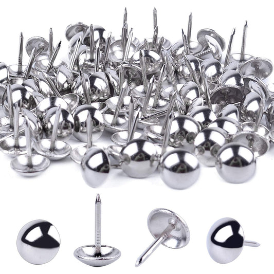 BronaGrand 100 Pieces Upholstery Tacks Furniture Nails Pins, 7/16 Inch (Silver)