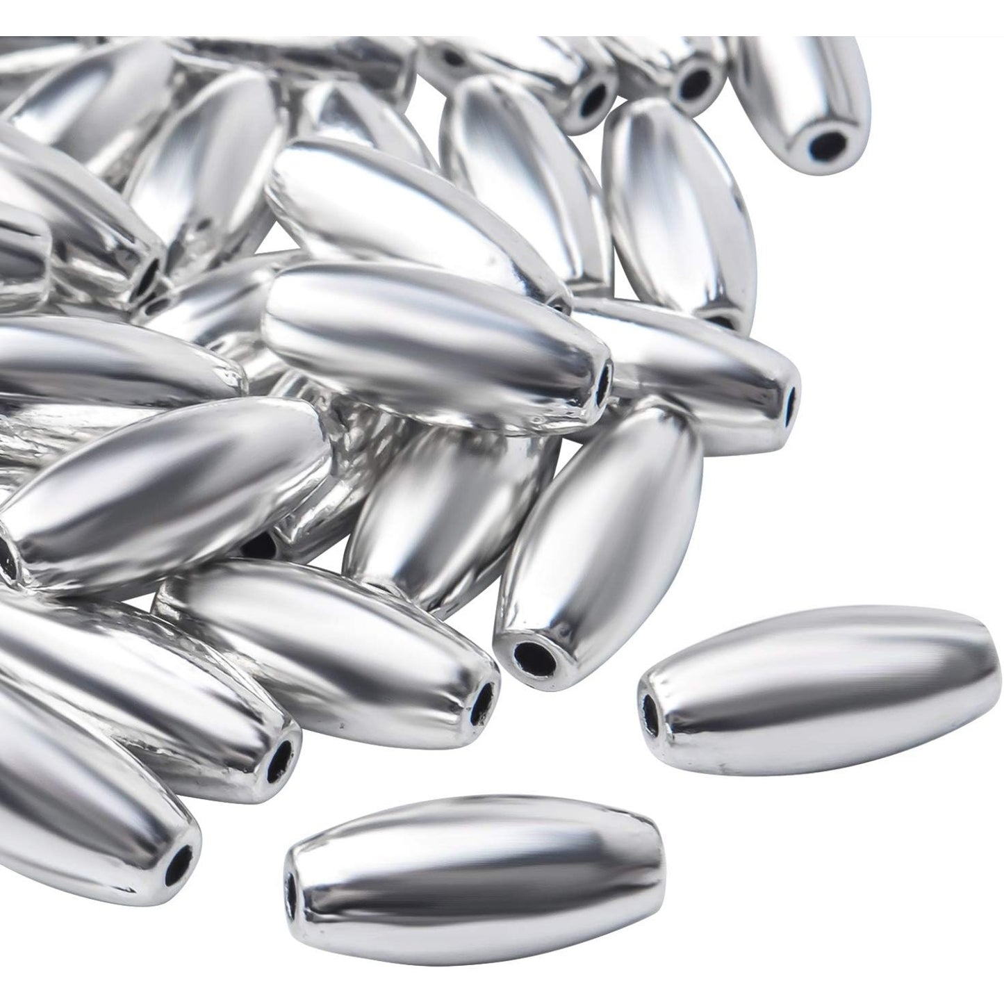 50pcs Alloy Tibetan Spacer Beads Rice Shaped Bead Spacers Metal Loose Spacer Bead Jewelry Spacer Charms for DIY Jewelry Bracelet Necklace Crafts Making
