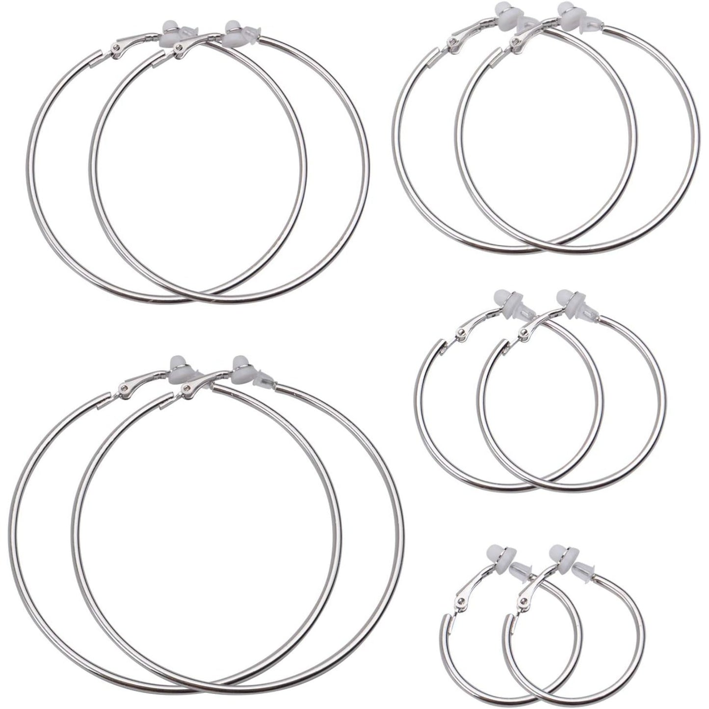 5 Pairs Gold Clip on Earrings Hoop Non Piercing Women Clip Earrings for Women, 5 Sizes