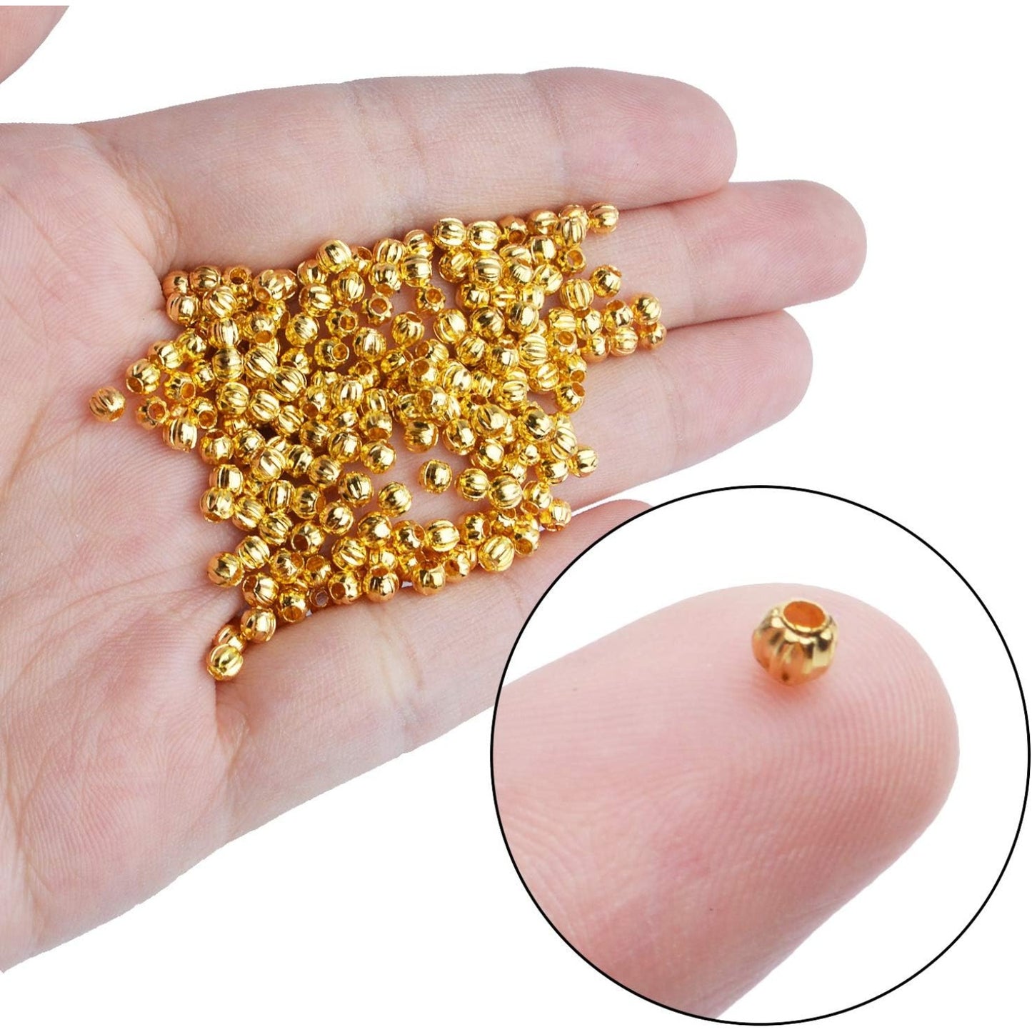 1000pcs 3mm Golden Metal Round Spacer Beads, Loose Beads for DIY Crafts, Bracelet, Necklace, Jewellery Making