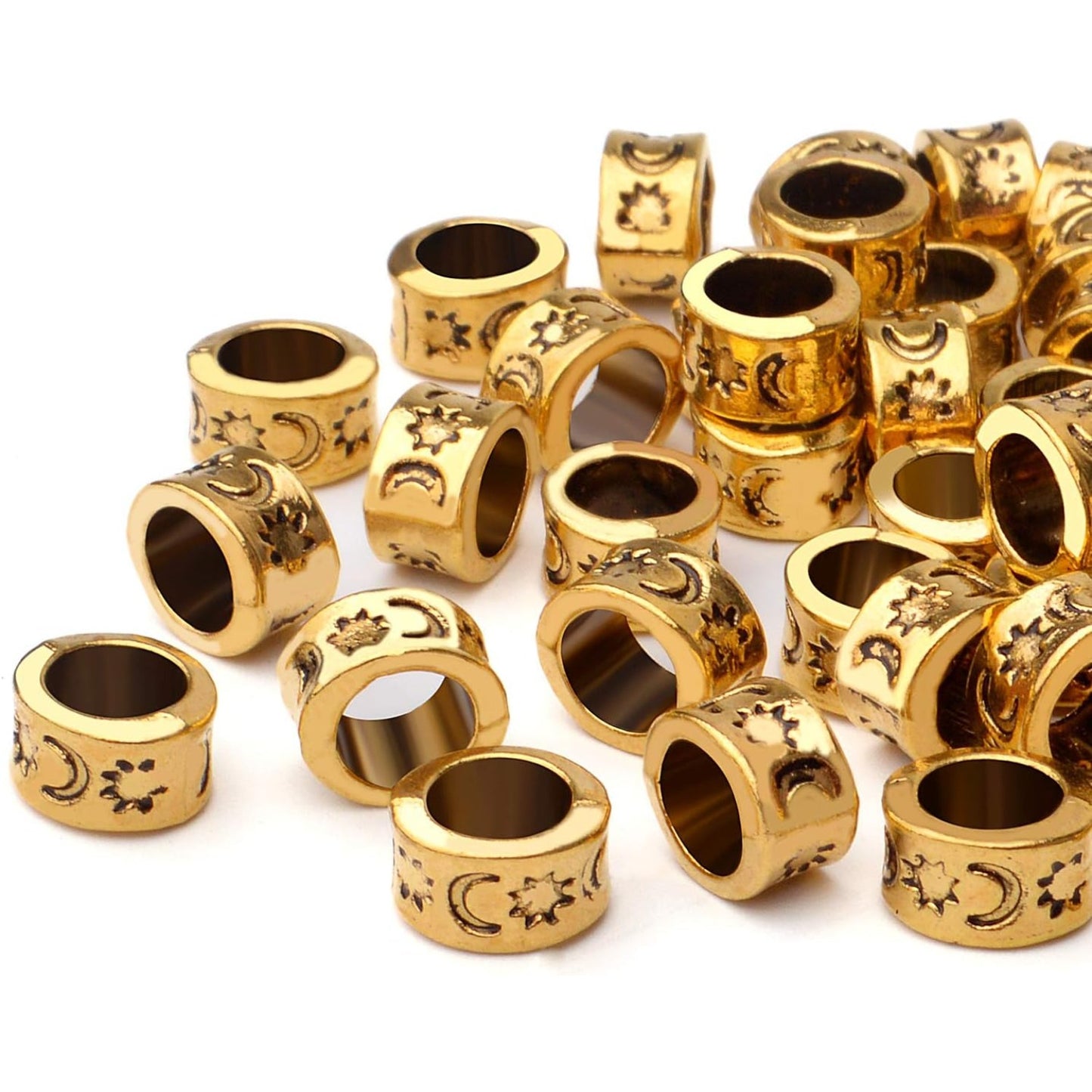 50pcs Large Hole Column Spacer Beads Tube Beads Alloy Antique Gold Rondelle Jewelry Spacers for Bracelet Necklace DIY Jewelry Making