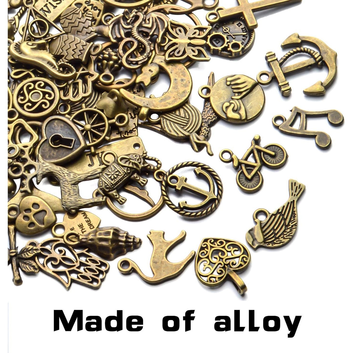 Vintage Charms Bulk,100pcs Antique Bronze Charms Alloy Pendant Charms Jewelry Making Supplies for Necklace Bracelet Earring